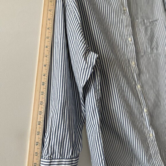Old Navy Womens Blue Long Sleeve Striped The Boyfriend Button Up Shirt Size M - Picture 8 of 8